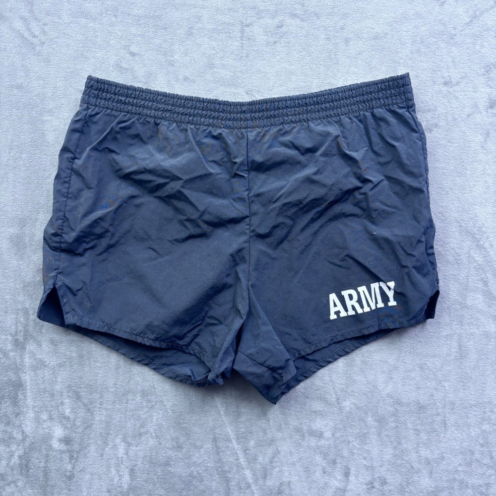 Vintage Soffe Army PT Shorts Navy Blue Nylon Athletic Training Shorts L 14/16